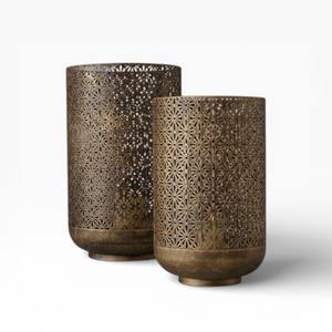 ชุดเชิงเทียนโลหะตกแต่งด้วยเลเซอร์ลายดอกไม้แบบโบราณหรูหรา - Product Image 1