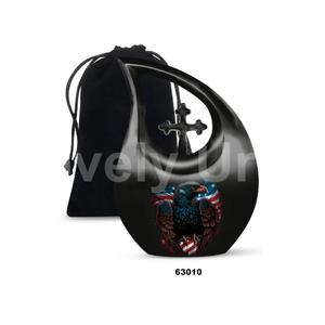 Urna Funeraria en Forma de Lágrima con Diseño Único de Águila y Bandera Americana Negra para Cenizas Humanas, con Bolsa de Terciopelo Gratis - Product Image 4