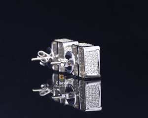 Moissanite redondo brillante corte VVs claridad diamantes Iced Out Pretty 10Kt oro blanco Stud pendientes para Unisex - Product Image 6