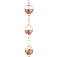 Chaîne de pluie moderne en métal couleur cuivre, écologique, avec revêtement en poudre, pour gouttières et descentes d'eau, décorative pour jardin et maison
