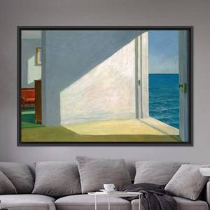 Toile imprimée : Œuvre d'art « Rooms By The Sea » - Décoration côtière élégante, toile encadrée noire - Product Image 1