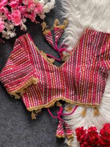 Vente chaude Belle Dressing Fancy Outfit Heavy Fox Georgette Blouse Avec Multy Sequence Work Fournisseur et exportateur indiens - Product Image 6