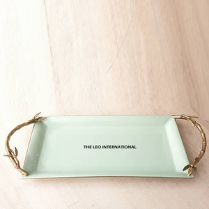 Présentoir de nourriture plateau de service en marbre avec branche oiseaux conception Offre Spéciale pas cher personnalisé maison Rectangle plateau de service à café - Product Image 5