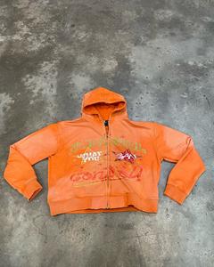 Fait sur mesure moitié soleil fané Vintage lavé à l'acide Baggy 100% coton poids lourd Street Wear imprimé recadrée fermeture éclair à capuche pour hommes - Product Image 6