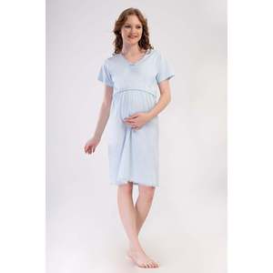 Tunique de grossesse KADIN P.SUPREM à col en V, avec dentelle et nœud, à taille nouée - Bleu - Bleu - Product Image 1