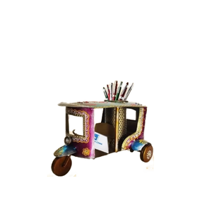 Organizador de Escritorio con Diseño de Rickshaw Indio, Ideal para Almacenar Herramientas de Escritura y Tarjetas de Presentación, Decoración Corporativa - Product Image 1