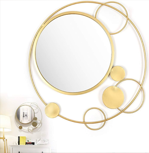 Espejos decorativos de pared con acabado dorado circular abstracto, espejo decorativo de Metal moderno para la decoración de la sala de estar del hogar y del hotel - Product Image 1