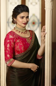 เสื้อสตรีผ้าไหม vichitra เย็บปักลาย unstitched ดีไซน์แบบดั้งเดิมล่าสุดสำหรับงานแต่งงานงานปาร์ตี้แบบสบายๆของอินเดียปากีสถาน - Product Image 2