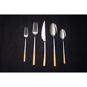 Ensemble de couverts en acier inoxydable argenté avec poignée design dorée, finition miroir, parfait pour mariage, salle à manger, cuisine et vaisselle - Product Image 3