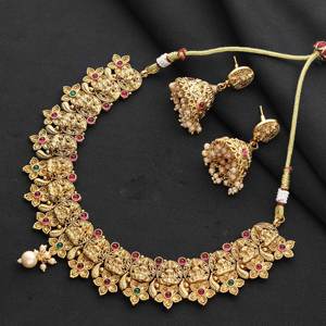 Antique Matte Plated Brass Necklace Set Unique Orthodox Religious <b>Wedding</b> Festival Special <b>Gift</b> for Her Traditional Designs - Product Image 1