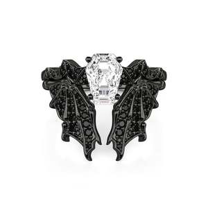 Ensemble de bagues de fiançailles Jeulia Gothic Black Bat Coffin Cut - Bijoux de mode - Product Image 1