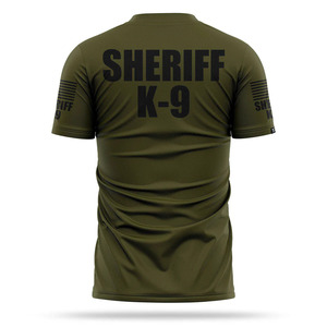 Conception de logo personnalisé SHERIFF Chemise de performance pour hommes Coupe ajustée Col rond manches courtes T-shirts unis décontractés vierges pour hommes - Product Image 2