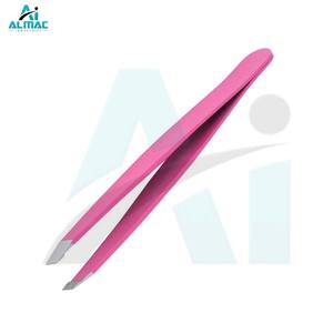 คีมหนีบช่างตัดผมสีชมพูระดับพรีเมียมพร้อมปลายเอียงสำหรับการแต่งคิ้วและการตัดแต่งขนทำจากเหล็กเกรดผ่าตัด - Product Image 2