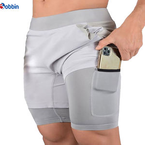 Customized Men Shorts Custom Black Jogging Cycling Nylon Woven Double <b>Layer</b> Pants Gym Athletic Lined Men's Shorts Breathable - Product Image 1