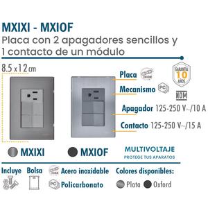 Doppia Presa con Interruttore, MXIXI-005, 5 Pezzi, Interruttorex2/Presa, 125-250VAC, 10/15A, 50/60Hz, Argento, Acciaio Inox/PC. - Product Image 2