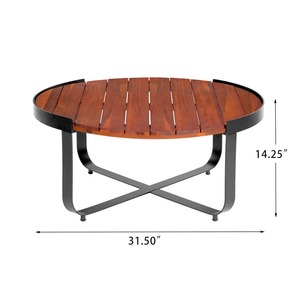 Elegante mesa auxiliar redonda de Metal y madera, sala de estar moderna para mesa de centro, dormitorio, decoración interior del hogar - Product Image 3
