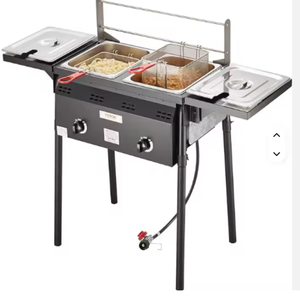 Nouvelle Friteuse Commerciale à Double Brûleur 16 Qt en Acier Inoxydable avec Paniers et Couvercles Amovibles - Product Image 2