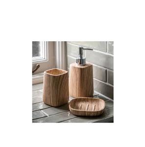 Ensemble de salle de bain en bois de forme ronde faite à la main avec accessoires de bain en acier inoxydable pour décoration pour salle de bain - Product Image 6