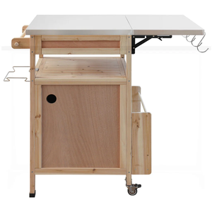 Îlot de cuisine de ferme en bois massif de 40.5 pouces avec chariot de gril extérieur en acier inoxydable pour le stockage dans des espaces ouverts - Product Image 6