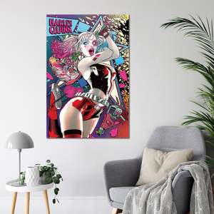Batman Comic <b>Poster</b> <b>Framed</b> Harley Quinn Neon Design Modern Style Abstract Subjects for Wall Decor Paper Material - Product Image 3