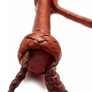 Fouet de cheval marron sur mesure de haute qualité fabriqué à la main en cuir de vachette véritable 16 tressés Design équestre flexible - Product Image 2