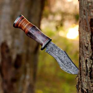 Cuchillo de Caza de Acero de Damasco Forjado a Mano con Mango de Madera para Supervivencia al Aire Libre, Camping, Pesca, Cuchillos de Caza con Hoja de Acero de Damasco - Product Image 3