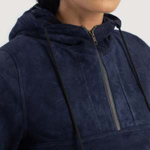 เสื้อแจ็คเก็ตมีฮู้ดผ้าหนังกลับระบายอากาศสำหรับฤดูใบไม้ร่วง - Product Image 4