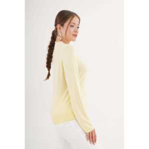 Suéter Amarillo Casual de Cuello Redondo, Tejido Fino, Venta al Por Mayor - Product Image 1