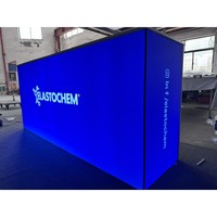 Comptoir de stand d'exposition modulaire LED pliable et portable, réception rétroéclairée en aluminium, présentoir étanche pour exposition
