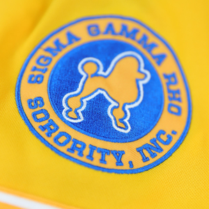 Maillot de baseball Sigma Gamma Rho bleu roi et or pour femme, avec lettres grecques, boutonné, vêtement de sororité SGR, coupe athlétique - Product Image 5