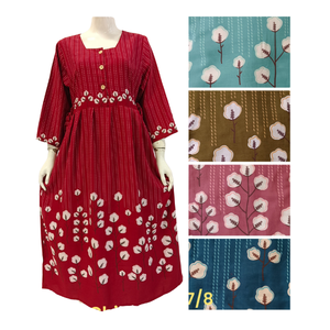 Nuevo vestido Chibi Daster con manga larga y patrón floral, ropa de dormir de mujer súper suave y relajante a la venta - Product Image 5