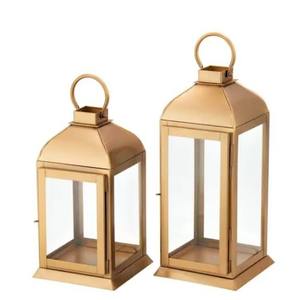 Lot de 3 lanternes décoratives en métal doré en acier inoxydable pour l'extérieur Vente en gros pour la décoration de Noël à la maison - Product Image 4