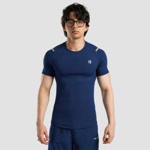 GAI ARR T-shirt à manches courtes en 100% polyester effet coton mercerisé (vert sarcelle) pour l'été, en tissu tricoté respirant, 300 grammes, uni - Product Image 1