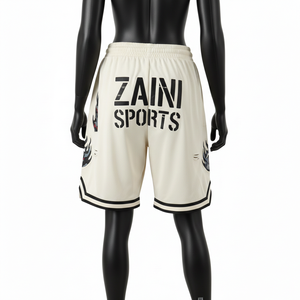 กางเกงบาสเก็ตบอลผู้หญิงผ้าฟลีซโพลีเอสเตอร์คอตตอนคุณภาพสูง 240 GSM สีครีมดำ พิมพ์ลายกราฟิก โลโก้แบบกำหนดเอง - Product Image 2