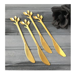 Couteau à beurre en acier de haute qualité personnalisé avec poignée en or de renne - Product Image 5