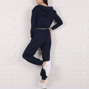 Custom Logo High Quality Jogger Gym Crop <b>Top</b> Oversize Casual Hoodie Sweatshirt Two Piece Winter <b>Warm</b> Sets <b>Women's</b> Clothing - Product Image 5