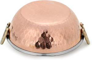 Logotipo personalizado Kadai de acero inoxidable con revestimiento de mango de cobre y latón Mesa de diseño clásico Serveware al por mayor Kadai - Product Image 3