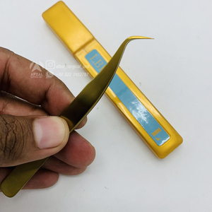 Pinzas para pestañas de acero sostenible japonesas personalizadas, gran venta de pestañas con punta de nano fibra dorada, pestañas de volumen profesional probadas a mano - Product Image 6