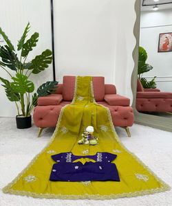 Fancy Net Saree for Women with Elegant <b>Organza</b> Fabric and Heavy Embroidery Work for Wedding Celebrations Saree / Sari / Shari - Product Image 5