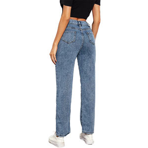Venta al por mayor Mujeres Custom Solid High Rise Mom Jeans - Product Image 4