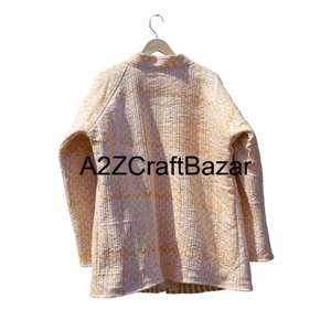 Veste matelassée en coton réversible faite à la main pour femmes, imprimé floral en blocs, style indien bohème, vêtements d'hiver - Product Image 6