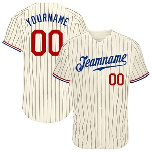 Camiseta de béisbol auténtica personalizada negra a rayas rojo-real - Product Image 1