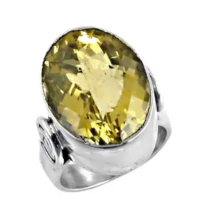 Classic 925 Silver Cocktail <b>Ring</b> with Oval Yellow Topaz Bezel Setting Women's Gemstone Jewelry for Anniversary Everyday Wear - Product Image 3