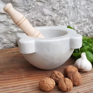 Trituradora de mortero y Maja de mármol personalizada para hacer pasta de ajo, utensilios y utensilios de cocina de la India - Product Image 1