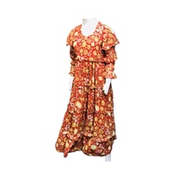Robe Maxi Imprimée en Mousseline de Soie Respirante pour Femmes Élégantes ODM Prix de Gros Plus Size Bouton Dentelle Gland Ruban Taille Naturelle