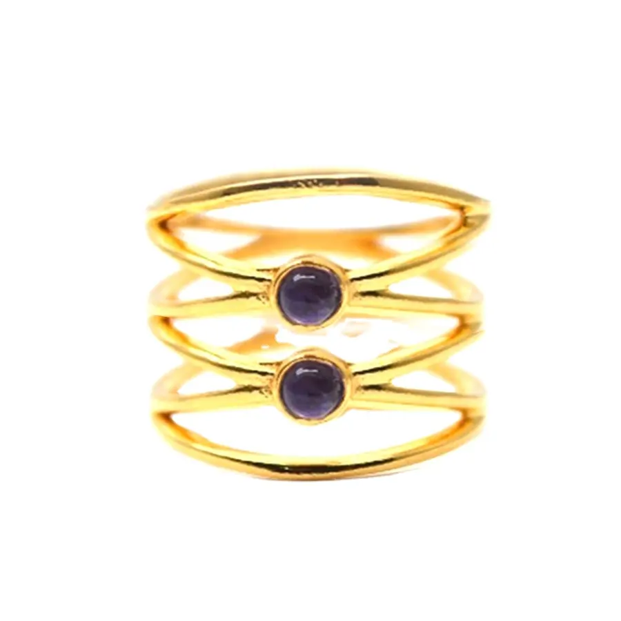 Triple Band สีม่วงอเมทิสต์แหวนเรียบผู้หญิงเครื่องประดับ