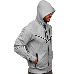 Sweat-shirt à capuche zippé pour homme 100% coton, broderie 3D, logo personnalisé, streetwear d'hiver, molleton uni, sweat-shirt décontracté, motif imprimé - Product Image 4