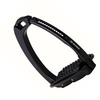 Étriers Tech Stirrups Venice Evo inclinés en acier inoxydable noir/noir, couleur et taille personnalisables, accessoires d'équitation durables et élégants