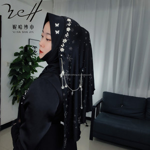 Écharpe-chapeau douce à franges en soie de lait motif flocon de neige, style industriel, pour femmes musulmanes, hijab – Nouvelle collection tendance - Product Image 3