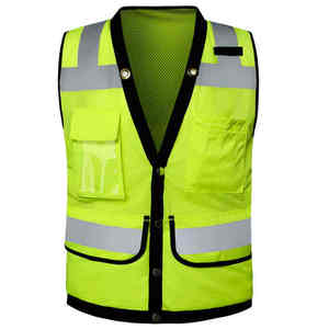 Veste utilitaire respirante et réfléchissante pour homme, multi-poches, pour travaux d'ingénierie et de construction, haute visibilité, vêtements de travail de sécurité routière, automne - Product Image 1